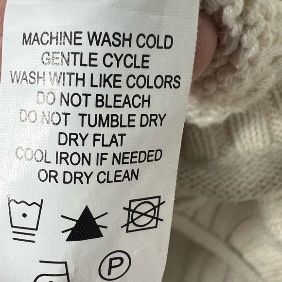 CARBON2COBALT Ivory Cable Knit Sweater Mock Neck Henley Button up Men's Large - Picture 8 of 8